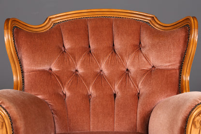 Noble Chippendale Armchair Baroque Style Velvet Fabric Armchair Rococo Antique 3 of 4