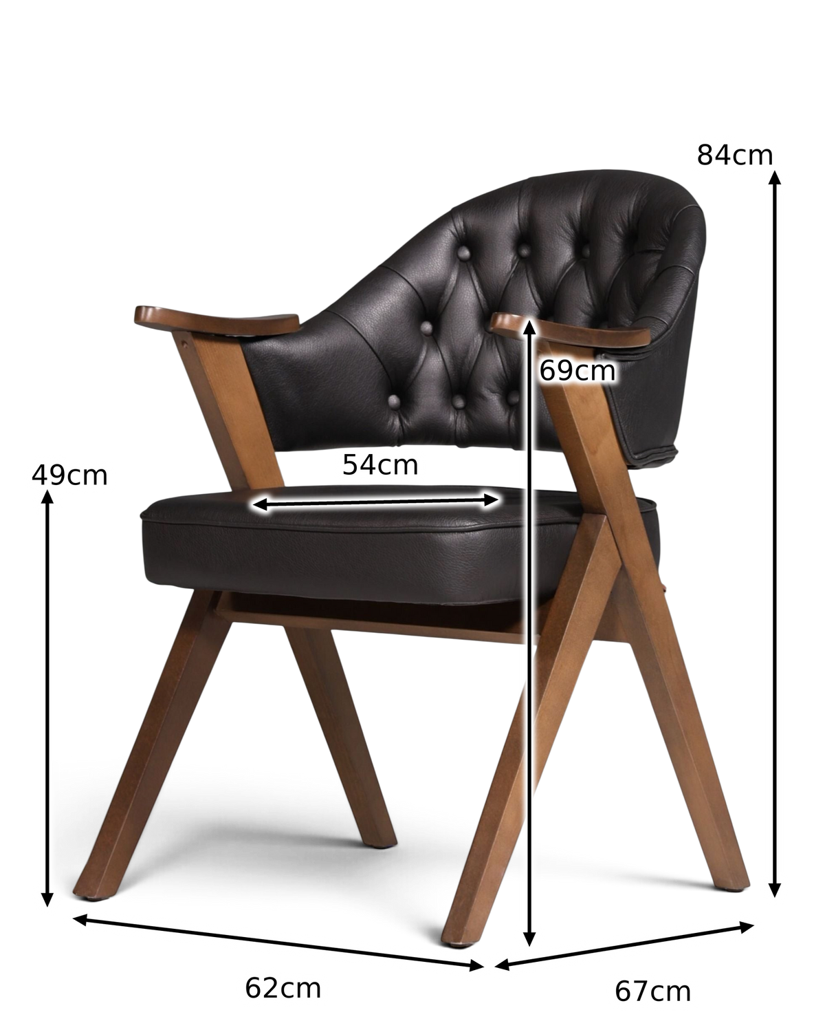 Luxuriöser "Manchester Black" Stuhl Chesterfield Stil  Bürostuhl Esszimmerstuhl Lounge Stuhl