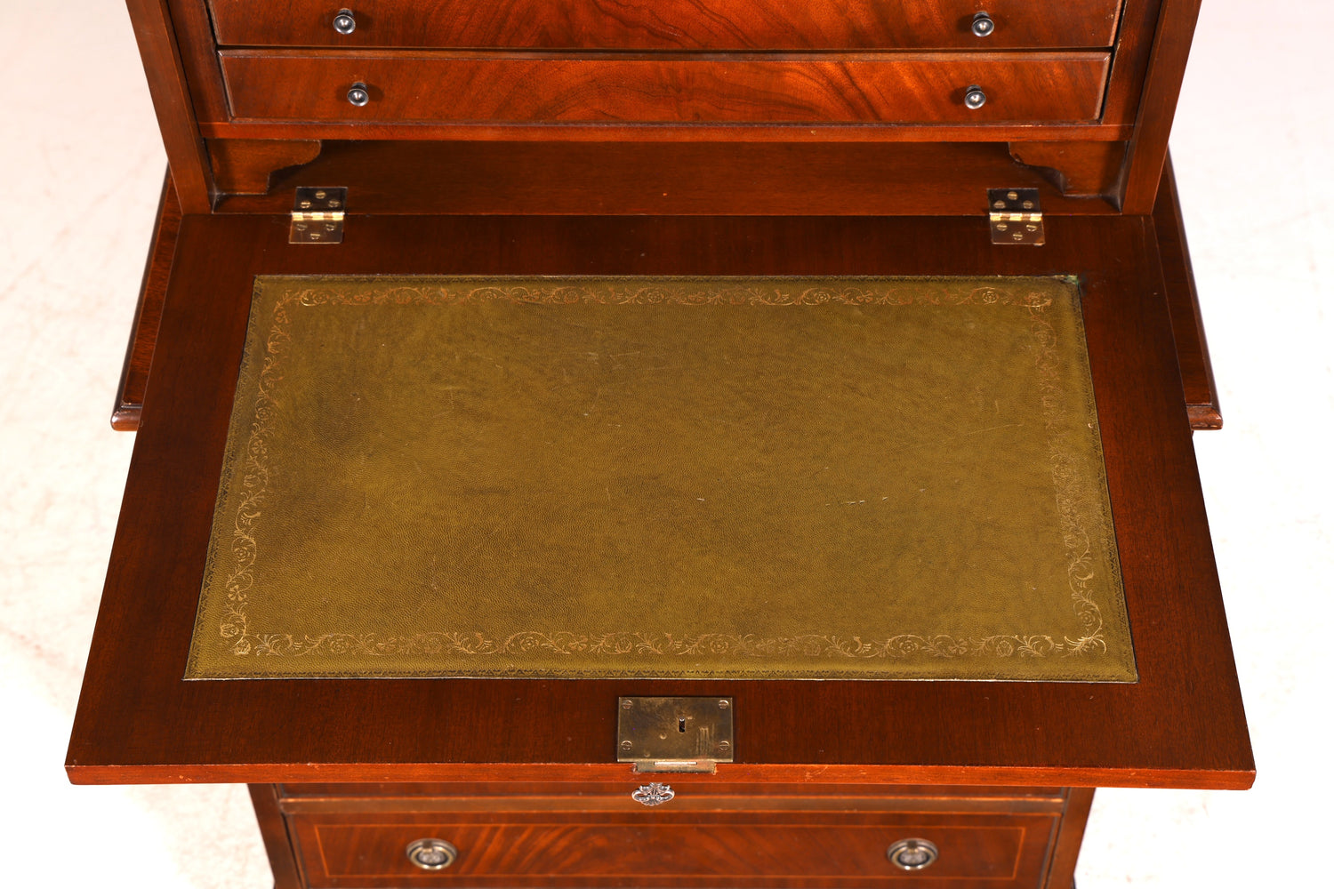 G026 Finish cm Wunderschöner Englischer Sekretär Büro Aufsatzsekretär Antik 60S Vitrinen Schrank UK