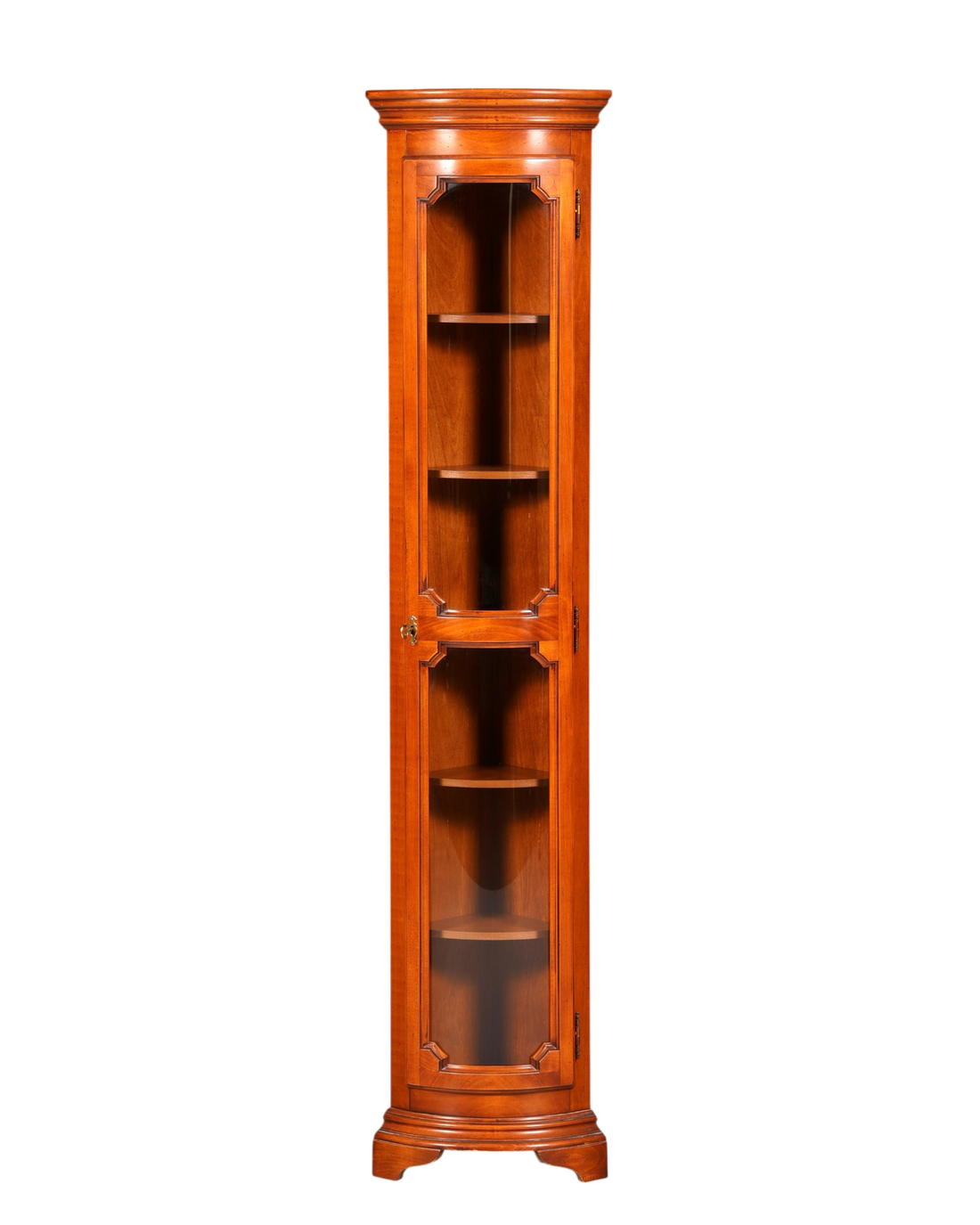 Hauptstadt Möblerei Selva Eckvitrine aus Echtholz im Antik-Look mit verglaster Sprossentür und höhenverstellbaren Böden