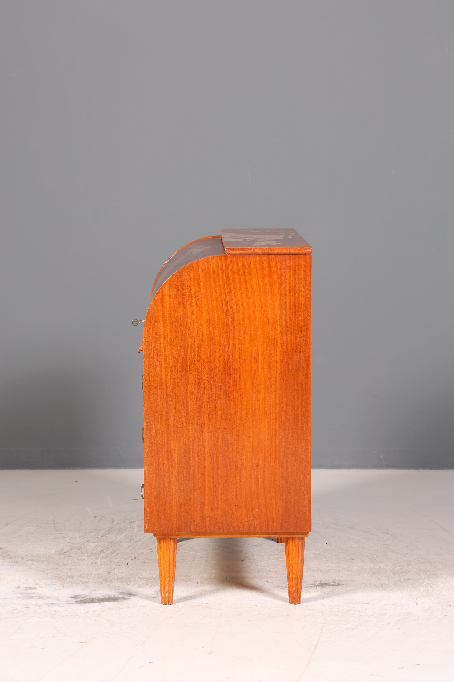 Stilvoller Mid Century Rollladen Sekretär echt Holz Büro Schrank Vintage Schreibkommode