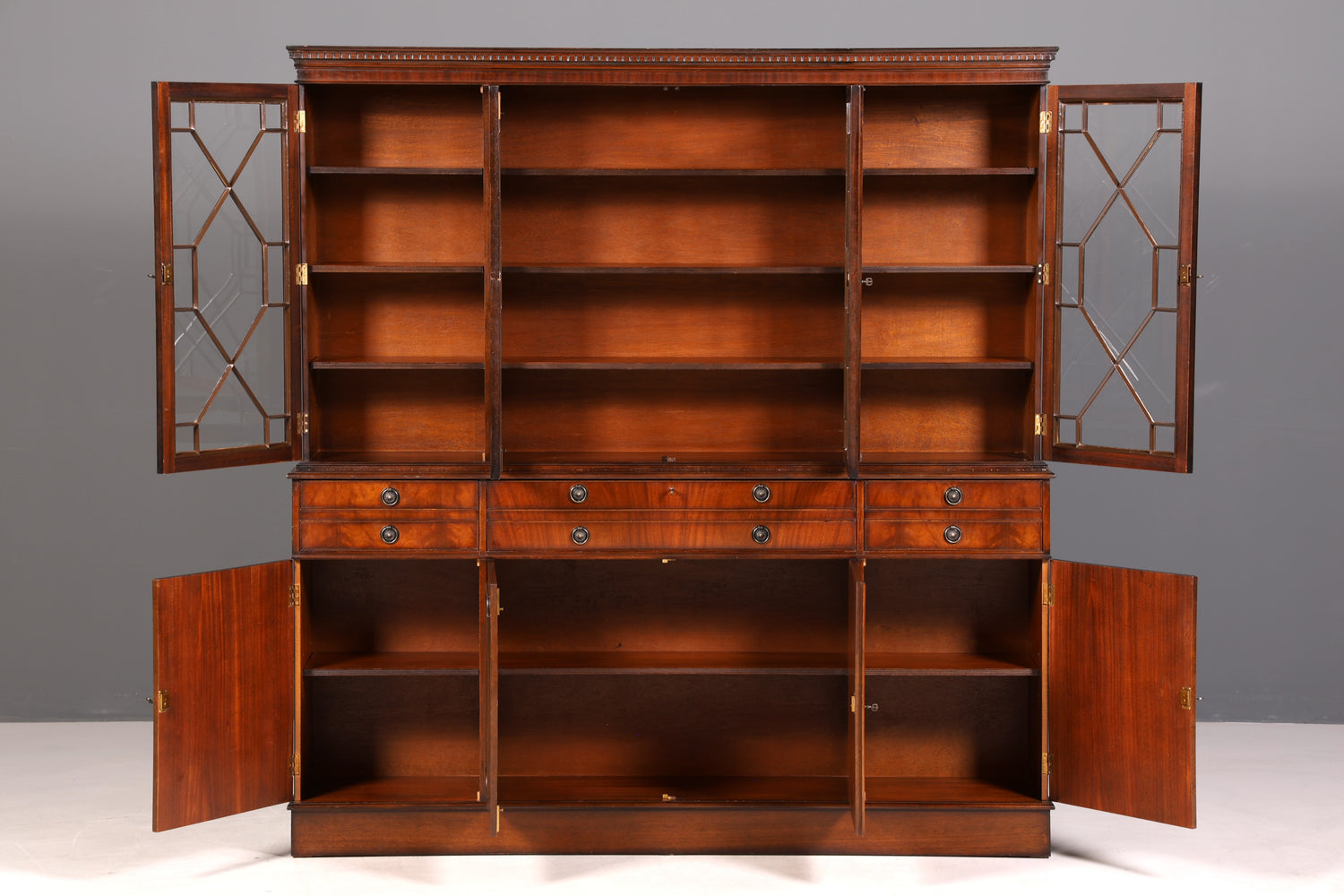 G718 Finish Wunderschöne Englische Vitrine Bibliothek Sekretär echt Holz Antik Schrank Regal (Kopie)
