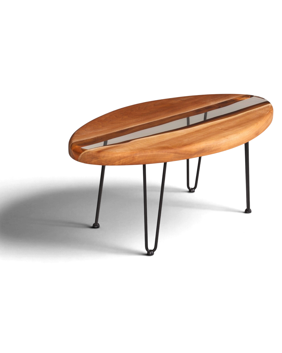 Einzigartiger Ovaler Epoxidharz Couchtisch Nussbaum River Coffee Table Wohnzimmer Tisch