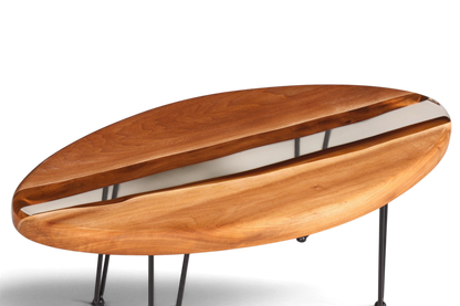 Einzigartiger Ovaler Epoxidharz Couchtisch Nussbaum River Coffee Table Wohnzimmer Tisch