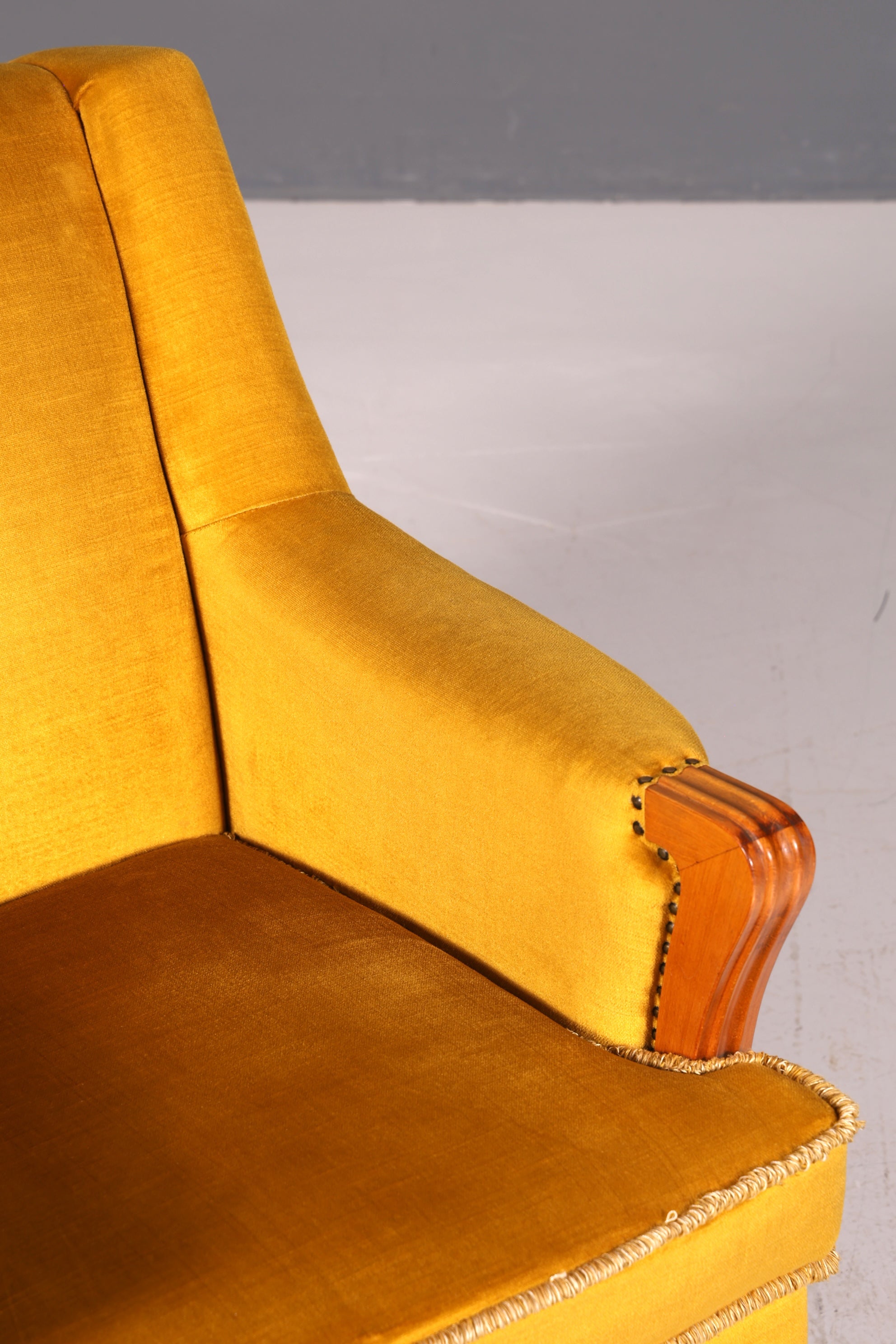 G060 Finish Edler Chippendale Armlehnsessel Barock Stil Sessel Armchair Samt Stoff Sessel