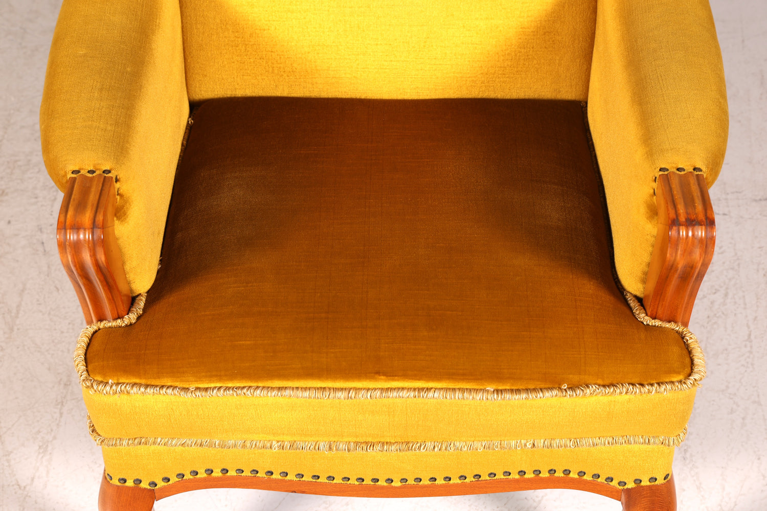 G060 Finish Edler Chippendale Armlehnsessel Barock Stil Sessel Armchair Samt Stoff Sessel