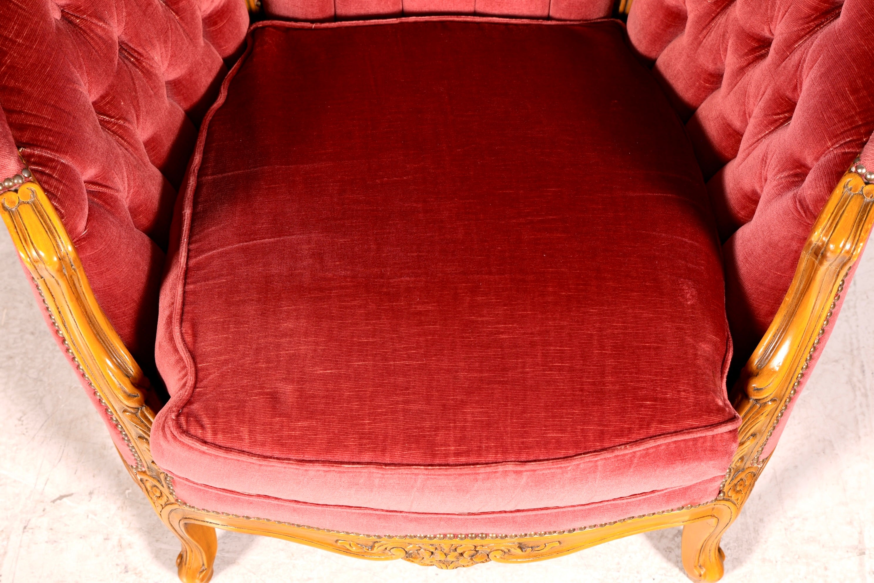 G063 Finish cm Edler Chippendale Armlehnsessel Barock Stil Sessel Armchair Samt Stoff Sessel