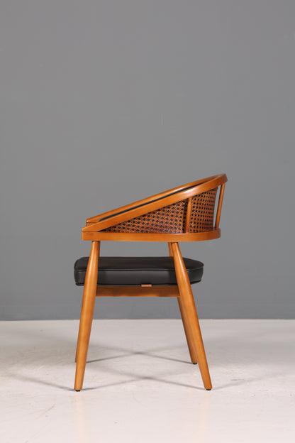 Edler Korbgeflecht Esszimmer Stuhl &quot;Malibu Black Plus&quot; Küchenstuhl Armlehnstuhl Buche Sekretär Stuhl