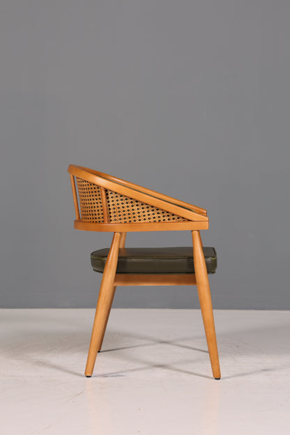 Edler Korbgeflecht Esszimmer Stuhl &quot;Malibu Plus Green&quot; Küchenstuhl Armlehnstuhl Buche Sekretär Stuhl