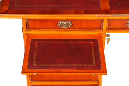 G721 Finish cm HELDENSE Wunderschöner Englischer Schreibtisch Englisch Eibe Desk Leder Auflage Antik Stil Bürotisch Office Desk (Kopie)