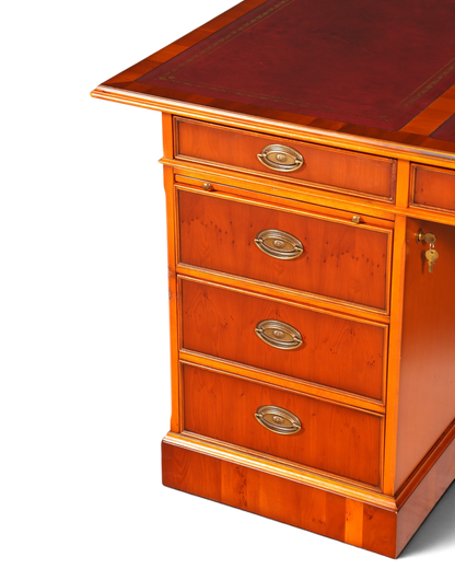 G721 Finish cm HELDENSE Wunderschöner Englischer Schreibtisch Englisch Eibe Desk Leder Auflage Antik Stil Bürotisch Office Desk (Kopie)