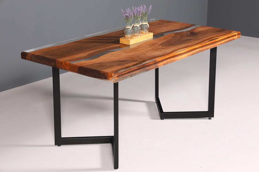 Beeindruckender Epoxidharz Tisch 160-90cm Nussbaum Esszimmer Tisch Epoxy Esstisch Küchentisch