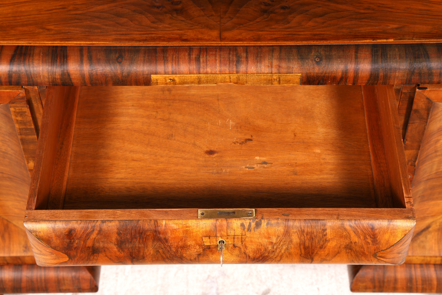 Beeindruckender Original Art Deco Schreibtisch Nussbaum Bürotisch Massivholz Antik Vintage