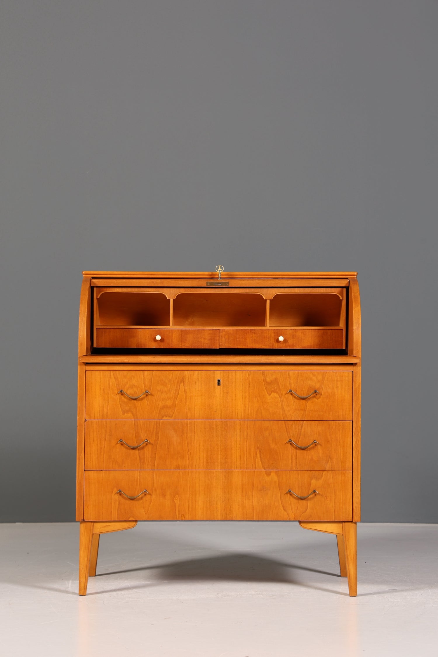 Wunderschöner Mid Century Rollladen Sekretär echt Holz Büro Schrank Vintage Schreibkommode