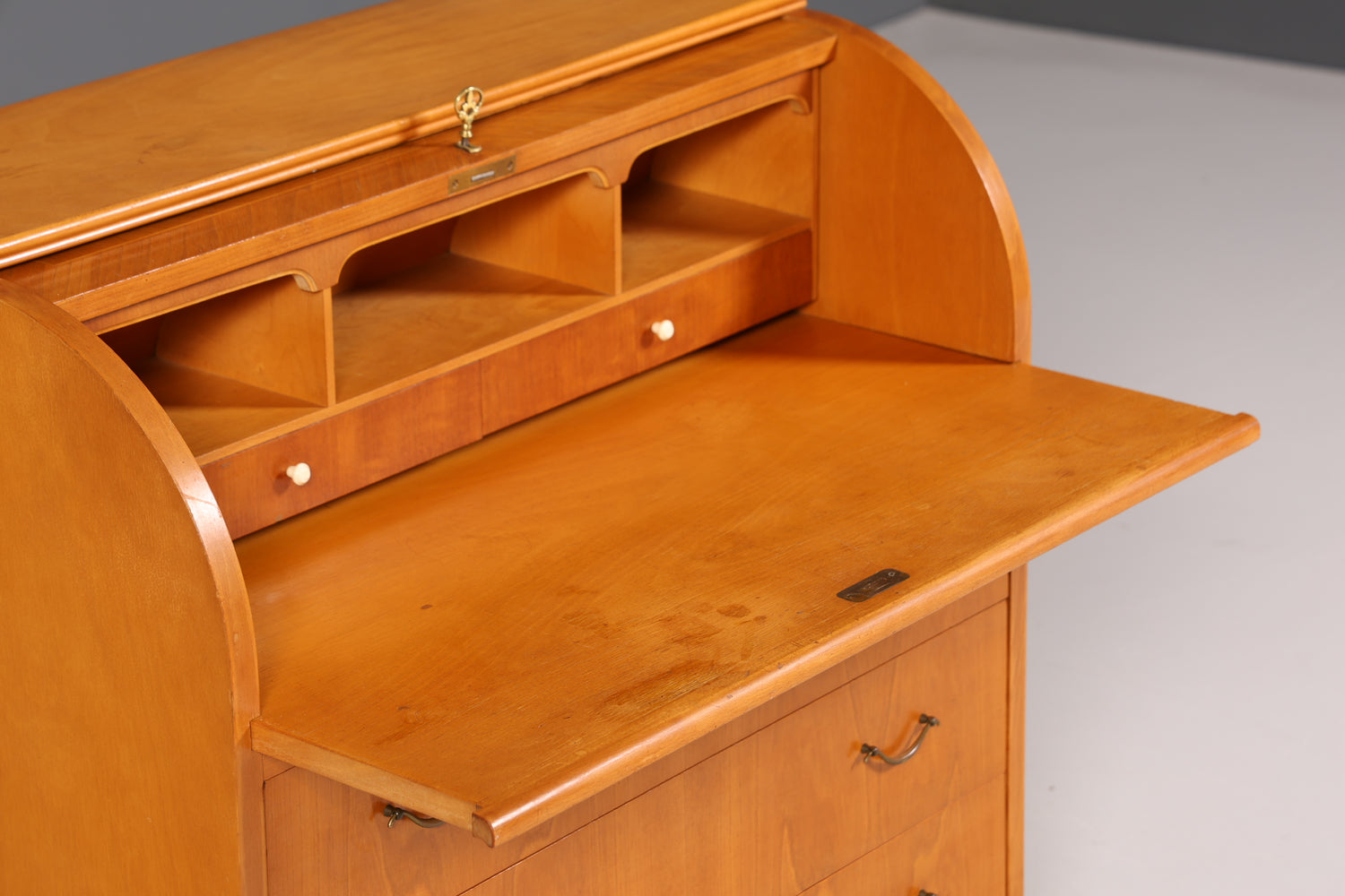 Wunderschöner Mid Century Rollladen Sekretär echt Holz Büro Schrank Vintage Schreibkommode