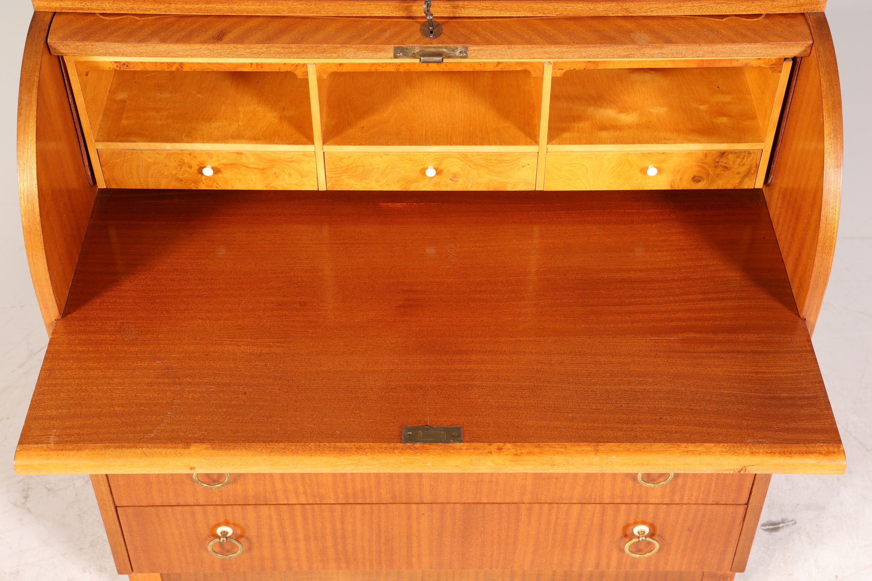 Traumhafter Mid Century Rollladen Sekretär echt Holz Büro Schrank Retro Schreibkommode