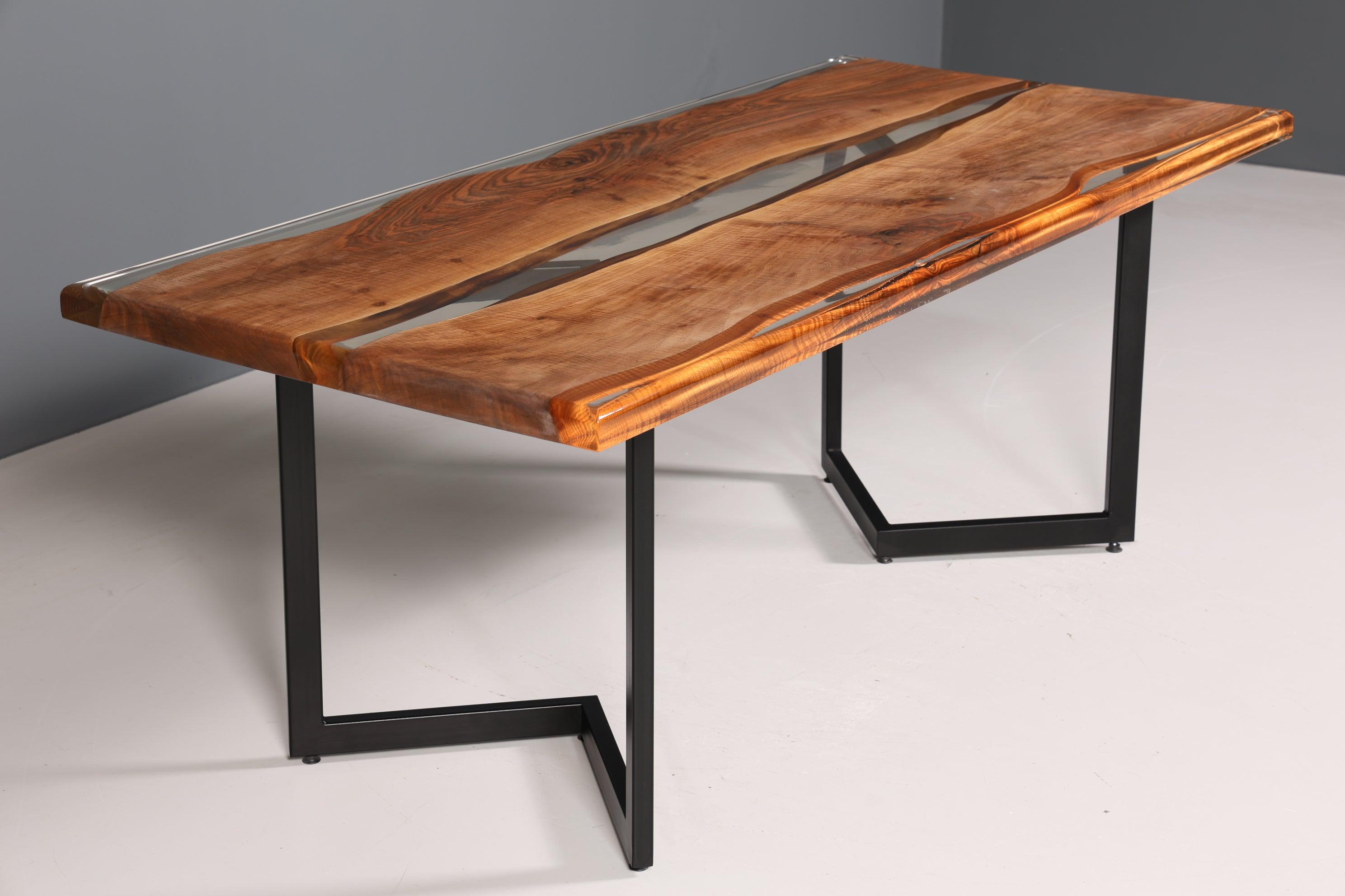 Beeindruckender Epoxidharz Tisch 200-90cm Nussbaum Esszimmer Tisch massiv Holz River Table Küchentisch