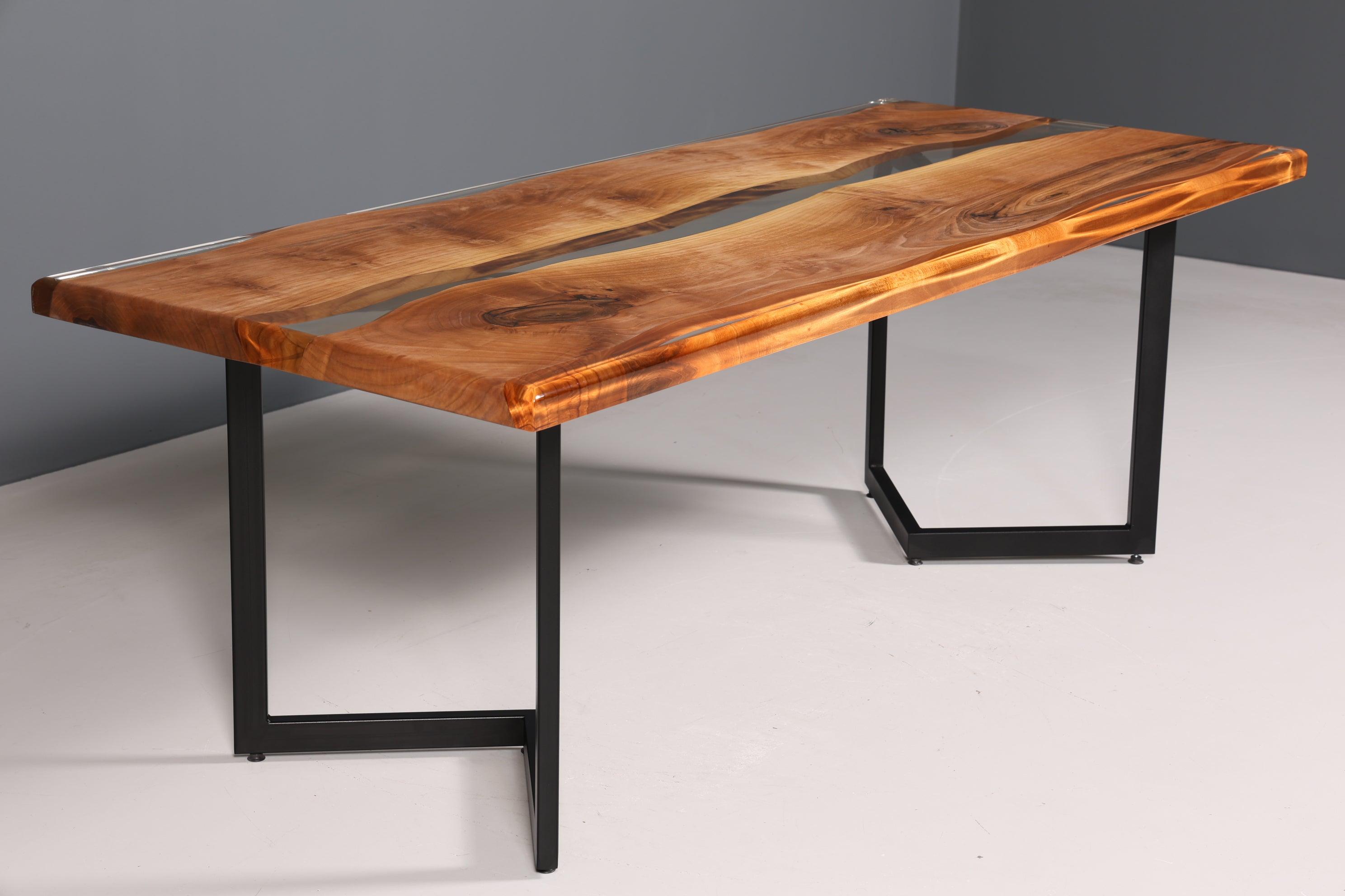 Wunderschöner Epoxidharz Tisch 220-90 cm Epoxy Nussbaum massiv Holz Esszimmer Tisch