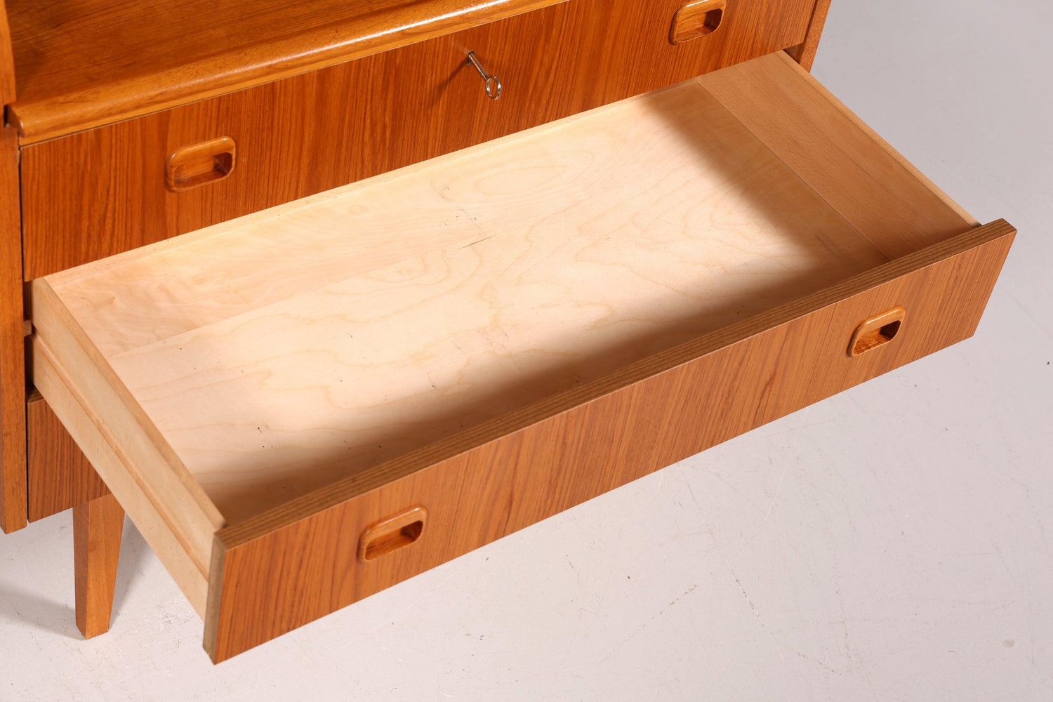 Wunderschöner Mid Century Rollladen Sekretär Danish Design Teak Holz Rollladen Kommode