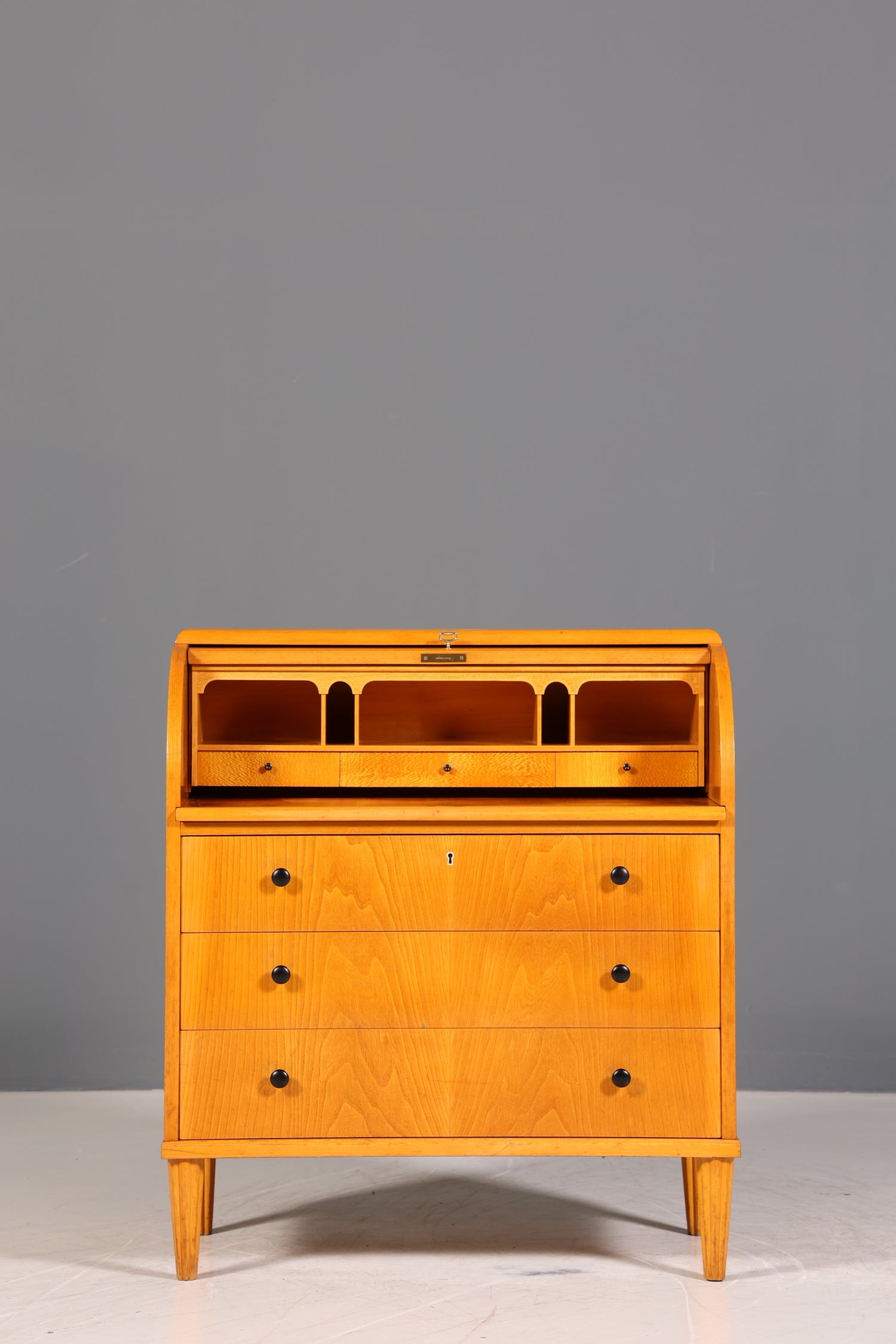 Traumhafter Mid Century Rollladen Sekretär echt Holz Büro Schrank Vintage Schreibkommode