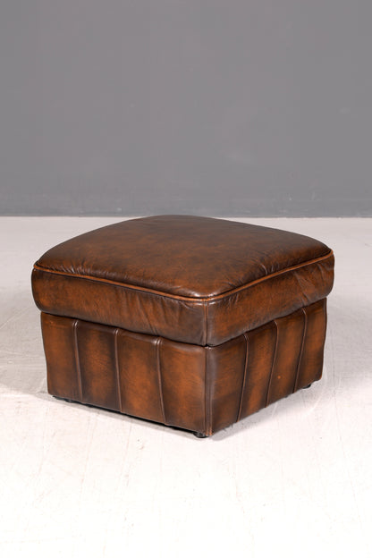 Wunderschöner Chesterfield Sessel mit Hocker Echtleder braun Ledersessel Englisch Vintage
