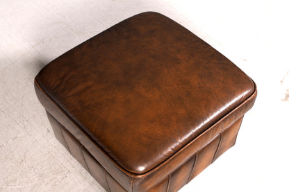 Wunderschöner Chesterfield Sessel mit Hocker Echtleder braun Ledersessel Englisch Vintage