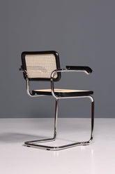 Korbgeflecht Freischwinger Armlehnstuhl "Milano" Made in Italy Schwarz Esszimmer Stuhl Wippstuhl Küchenstuhl