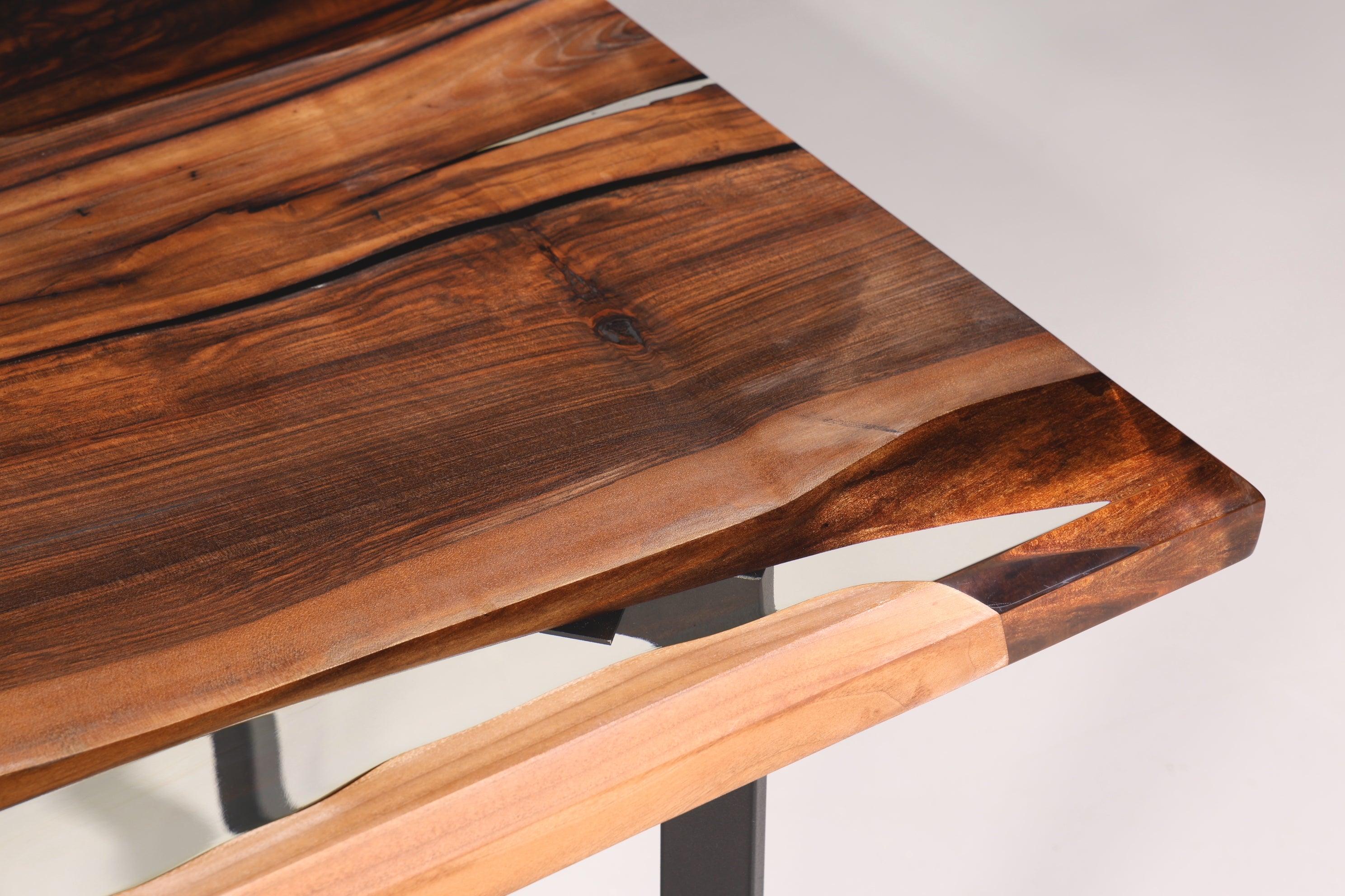 Wunderschöner Epoxidharz Tisch 220-85 cm Epoxy Nussbaum massiv Holz Esszimmer Tisch