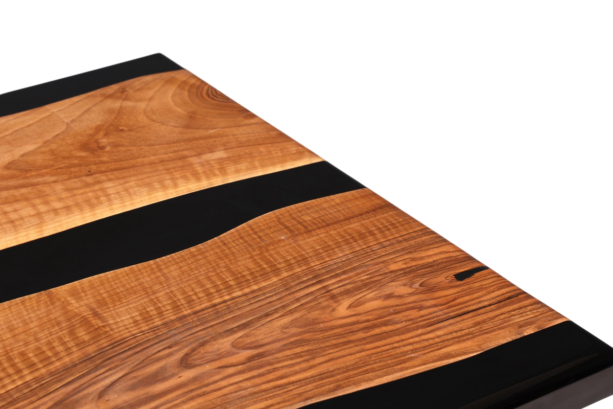 Wunderschöner Epoxidharz Tisch 220-90 cm Epoxy Schwarz Nussbaum Esszimmer Tisch massiv Holz Esstisch