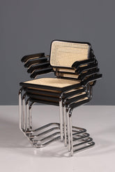 Korbgeflecht Freischwinger Armlehnstuhl "Milano" Made in Italy Schwarz Esszimmer Stuhl Wippstuhl Küchenstuhl