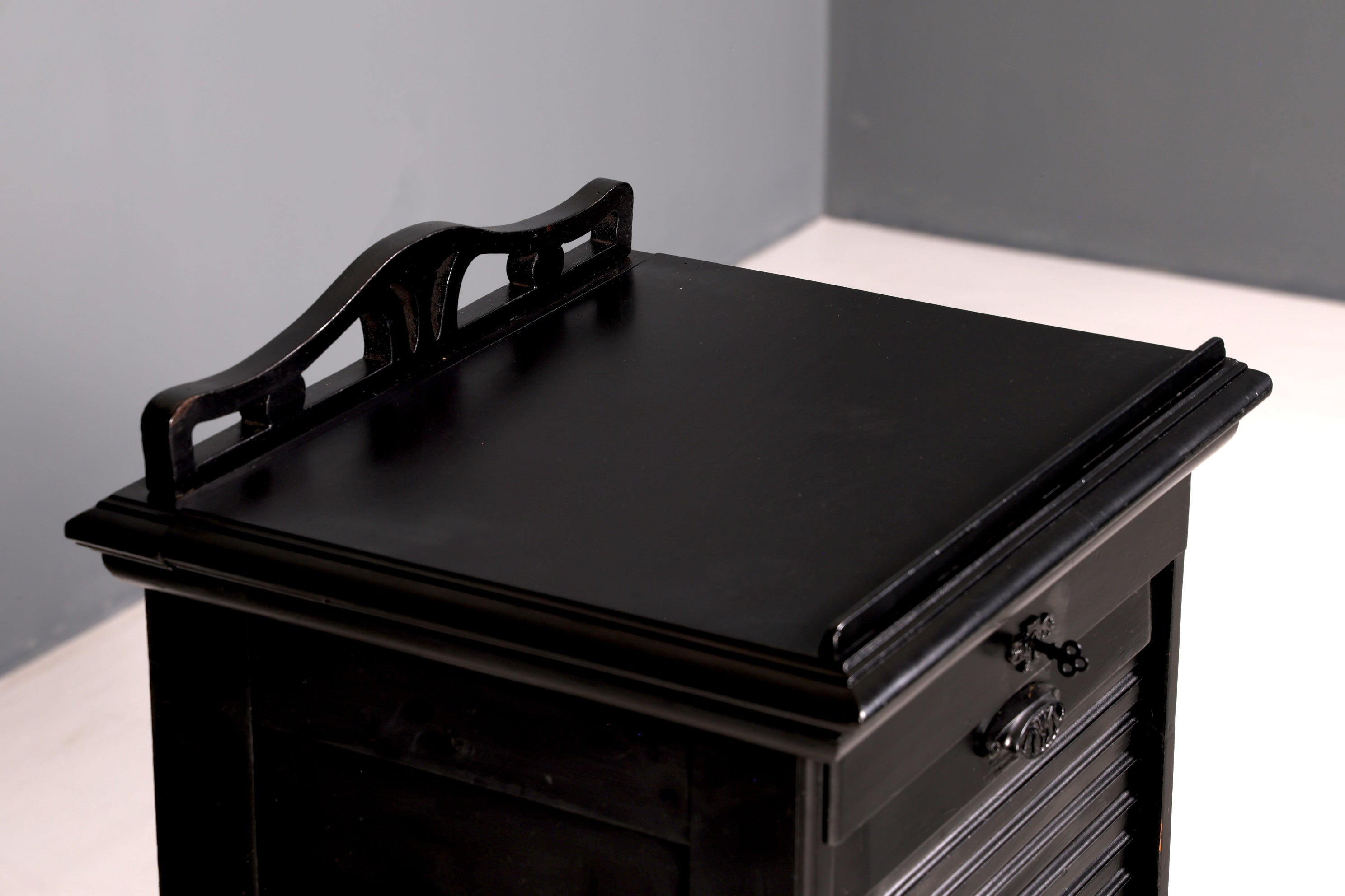 Stilvoller Jugendstil Rollladenschrank Antik Apothekerschrank Büroschrank Aktenschrank Holz