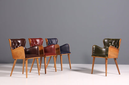 Wunderschöner Chesterfield Stil Stuhl &quot;León Green&quot; Armlehnstuhl Nussbaum Sekretär Stuhl