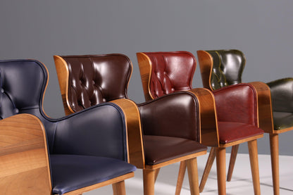 Wunderschöner Chesterfield Stil Stuhl &quot;León Green&quot; Armlehnstuhl Nussbaum Sekretär Stuhl