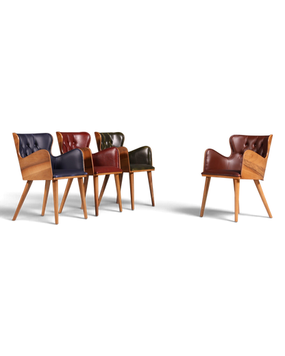 Wunderschöner Chesterfield Stil Stuhl "León Brown" Armlehnstuhl Nussbaum Esszimmerstuhl Sekretär Stuhl