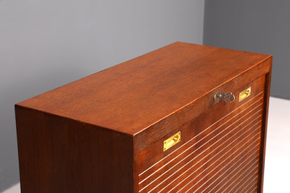 Schlichter Mid Century Rollladenschrank Bauhaus Apothekerschrank Art Deco Aktenschrank Büroschrank