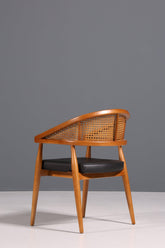 Edler Korbgeflecht Stuhl "Malibu Black" Esszimmer Stuhl in schwarz Armlehnstuhl Sekretär Stuhl Küchenstuhl