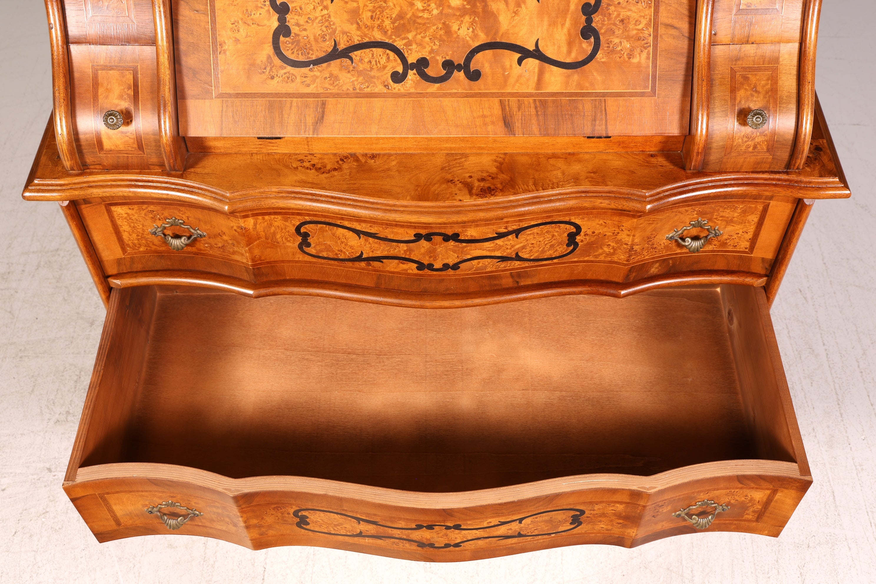 Beeindruckender Barock Aufsatzsekretär Nussbaum Sekretär Schreibschrank Tabernakel Massivholz Vintage
