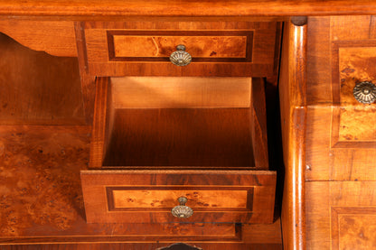 Beeindruckender Barock Aufsatzsekretär Nussbaum Sekretär Schreibschrank Tabernakel Massivholz Vintage