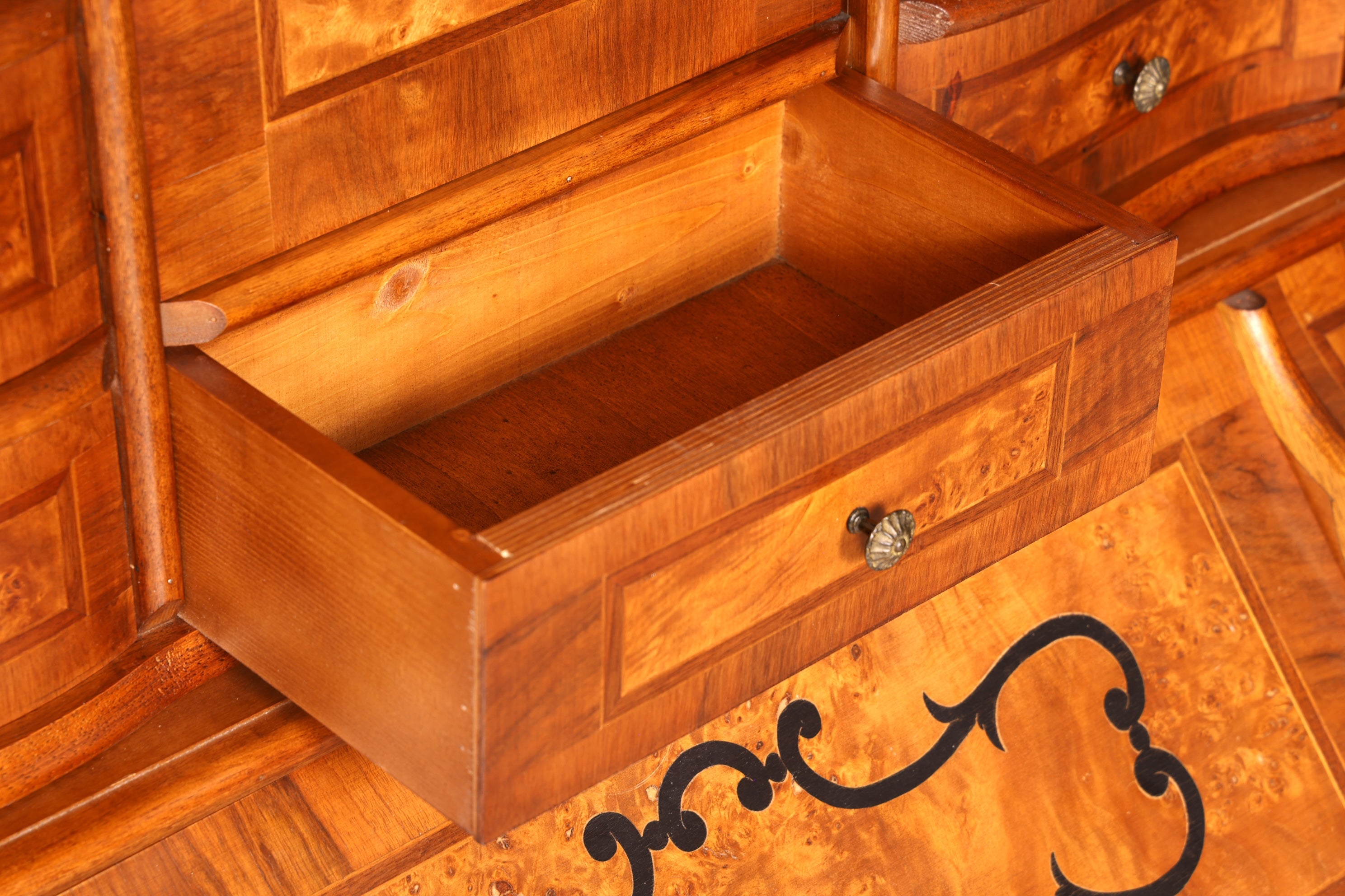 Beeindruckender Barock Aufsatzsekretär Nussbaum Sekretär Schreibschrank Tabernakel Massivholz Vintage