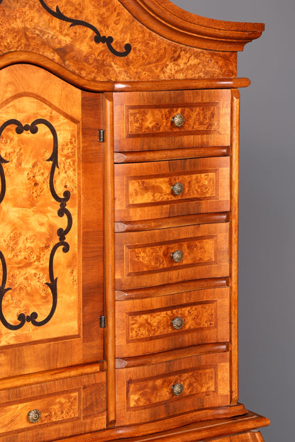 Beeindruckender Barock Aufsatzsekretär Nussbaum Sekretär Schreibschrank Tabernakel Massivholz Vintage