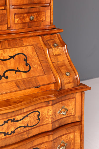 Beeindruckender Barock Aufsatzsekretär Nussbaum Sekretär Schreibschrank Tabernakel Massivholz Vintage
