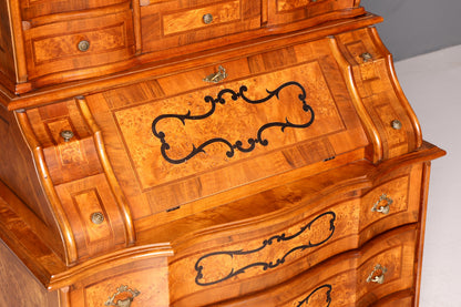 Beeindruckender Barock Aufsatzsekretär Nussbaum Sekretär Schreibschrank Tabernakel Massivholz Vintage
