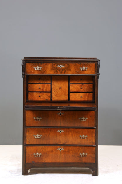 Stilvoller Gründerzeit Sekretär Vertiko Nussbaum Jugendstil Highboard Kommode um 1880