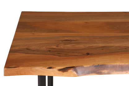 Stilvoller Nussbaum Tisch 180cm-95cm Esszimmer Tisch Baumkanten Platte massiv Holz Küchentisch