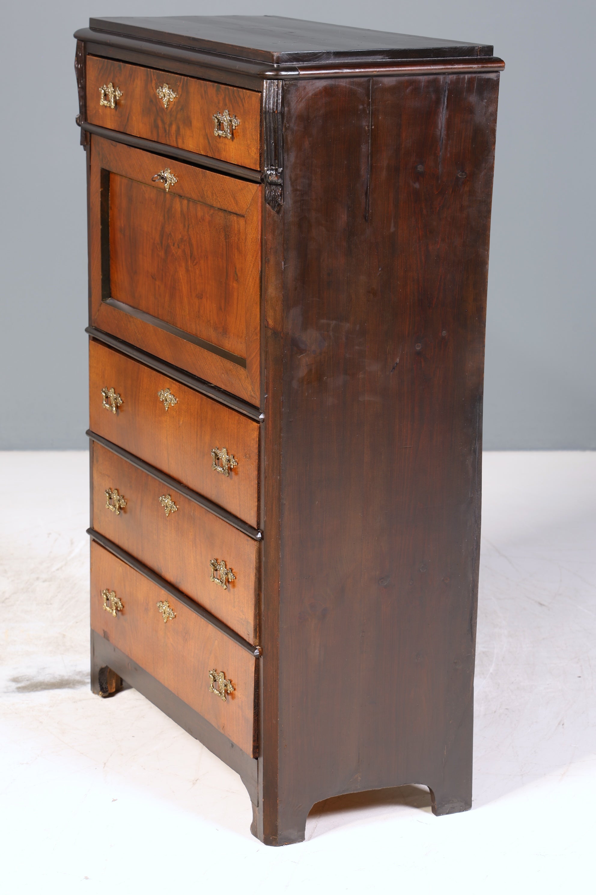 Stilvoller Gründerzeit Sekretär Vertiko Nussbaum Jugendstil Highboard Kommode um 1880