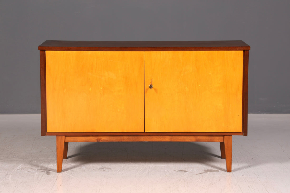 Beautiful mid-century cabinet, vintage hallway dresser, retro 60s wooden TV sideboard