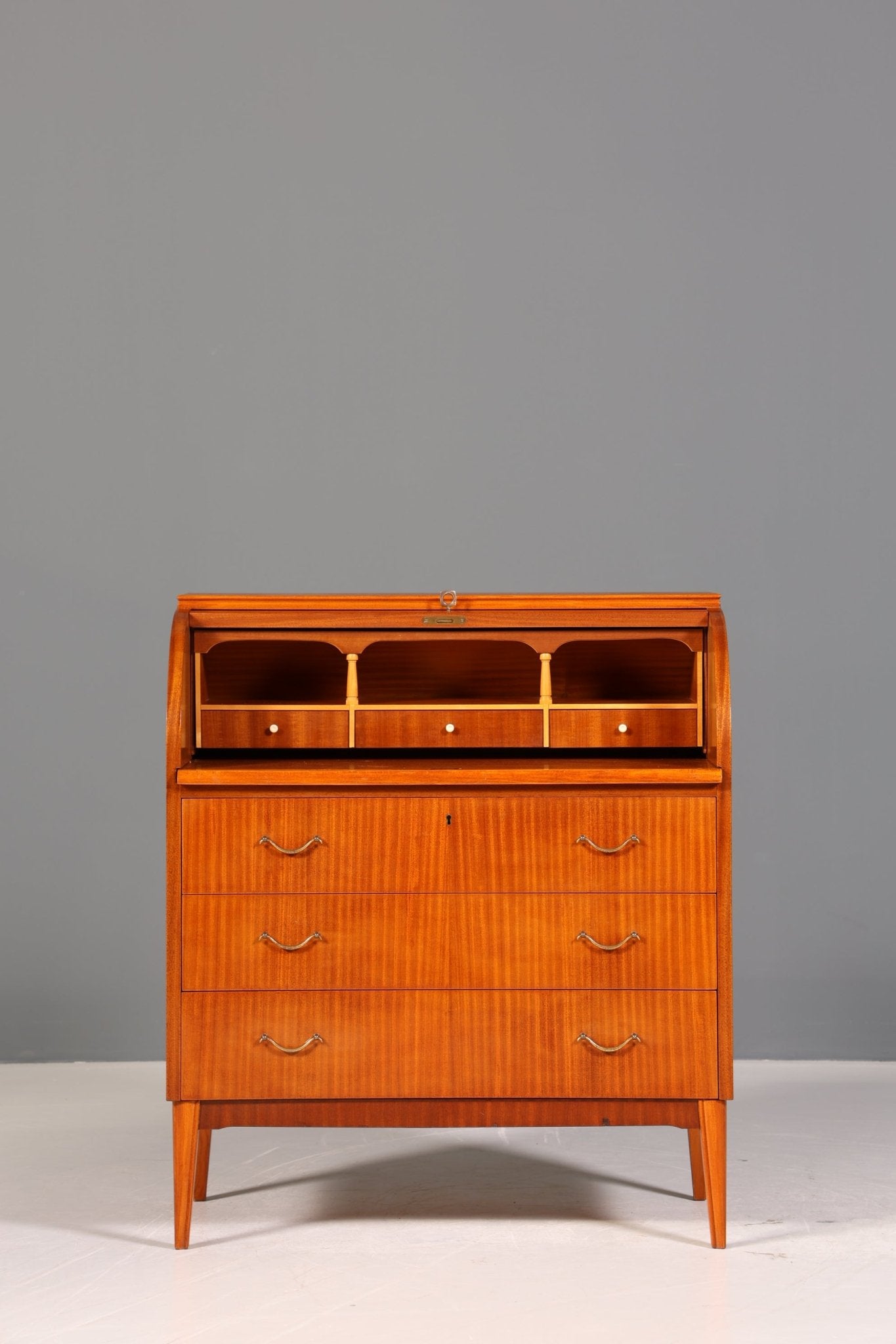 Wunderschöner Mid Century Rollladen Sekretär echt Holz Büro Schrank Vintage Schreibkommode