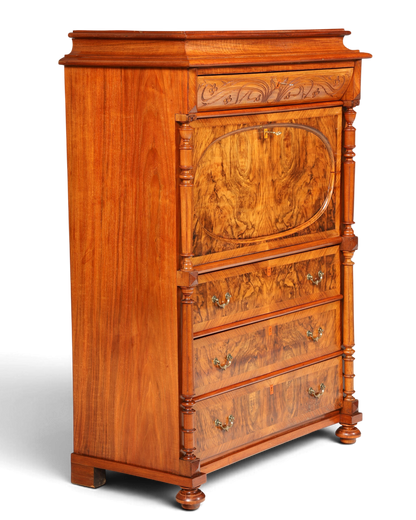 Traumhafter Louis Philippe Sekretär um 1870 Vertiko Nussbaum Highboard Kommode Sekretär Schrank