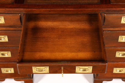 Edler Englischer Schreibtisch Military Chest Echt Lederauflage Bürotisch Office Table Maritim Antik Vintage