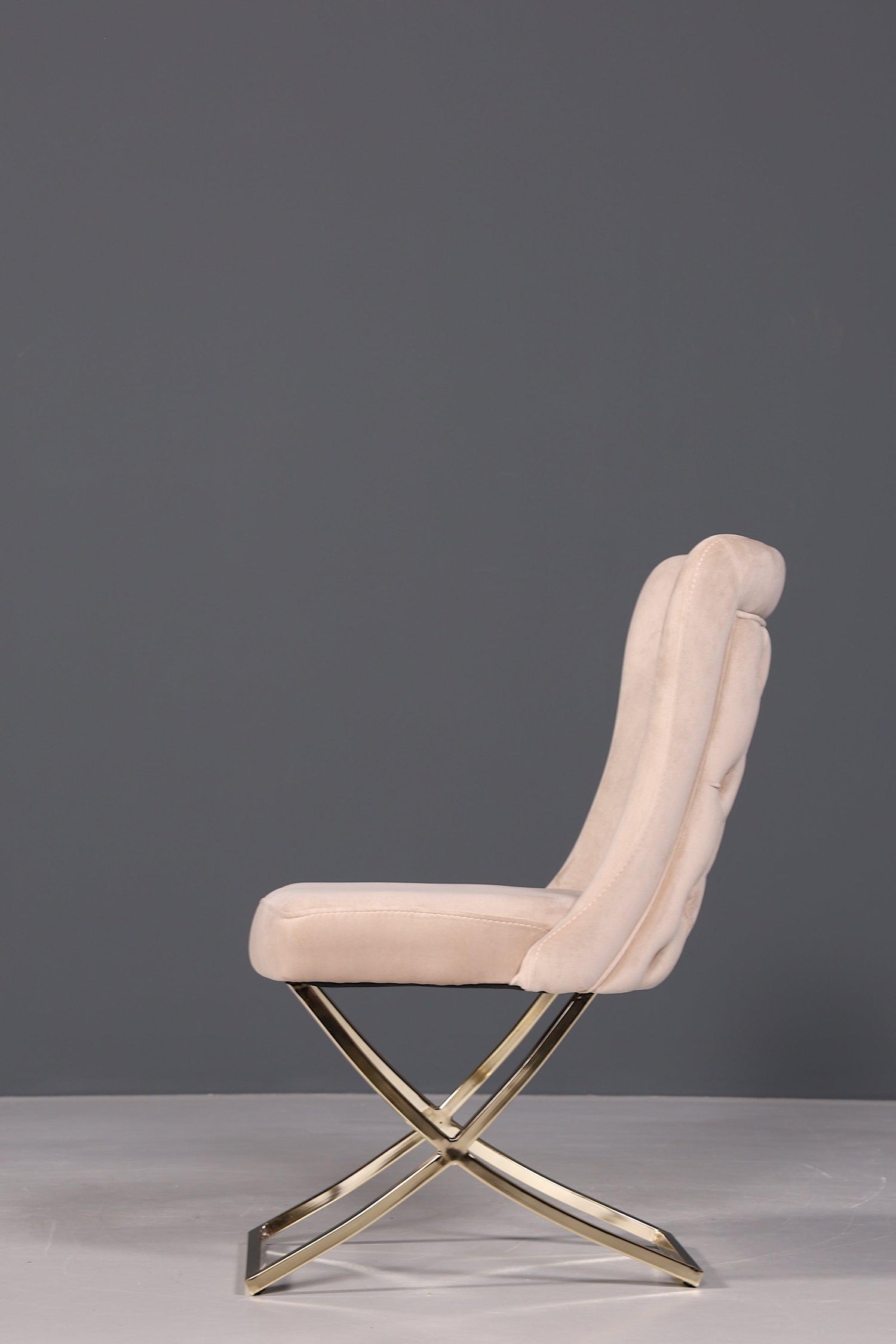 Edler Chesterfield Esszimmerstuhl &quot;Valencia&quot; in Beige Gold